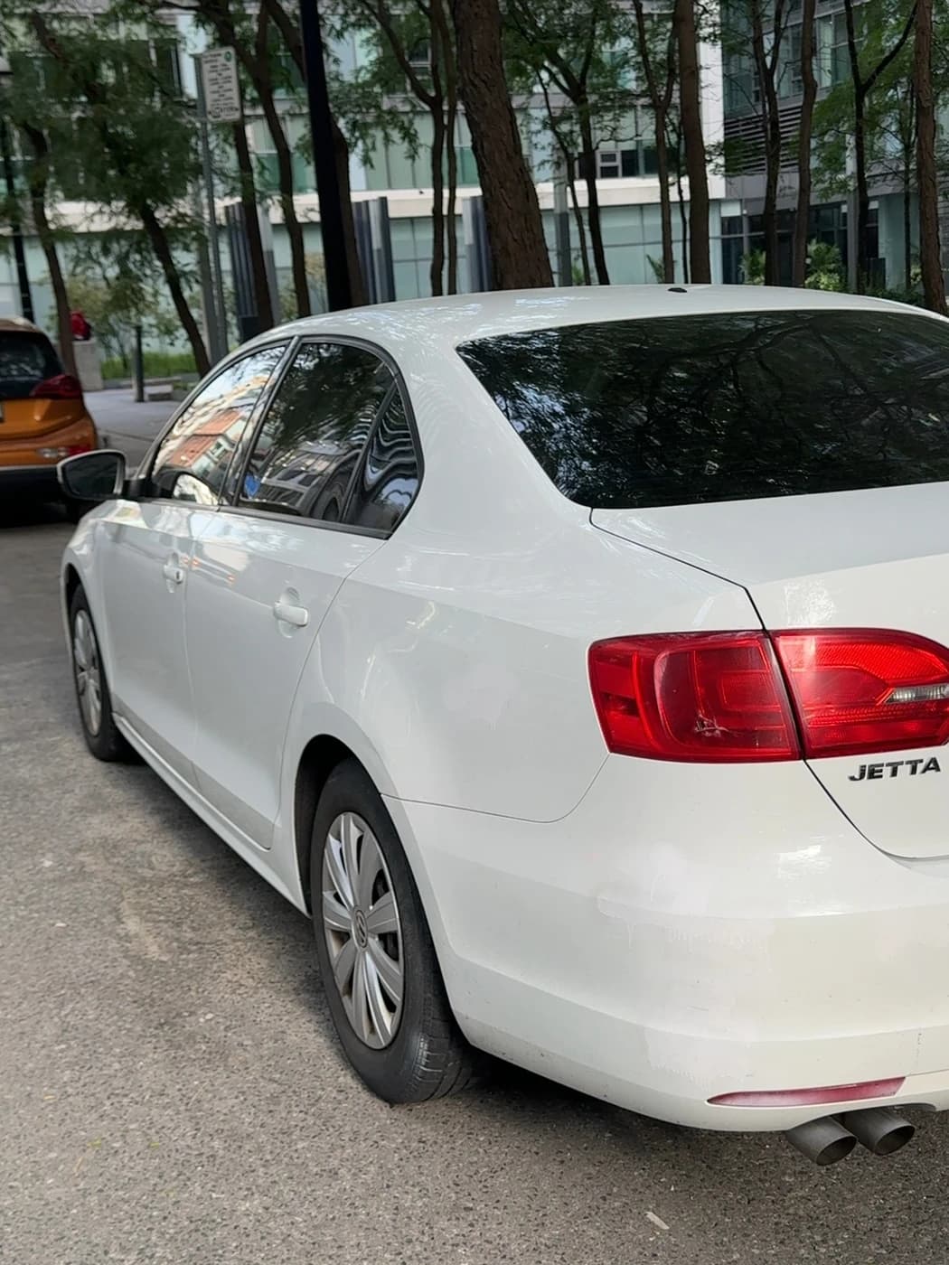 White Jetta rear quarter source capture