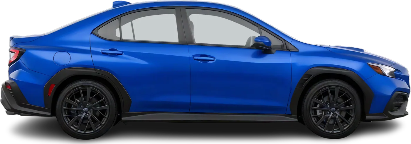 Resolved output: standardized side-view blue WRX captured from the guided sequence.